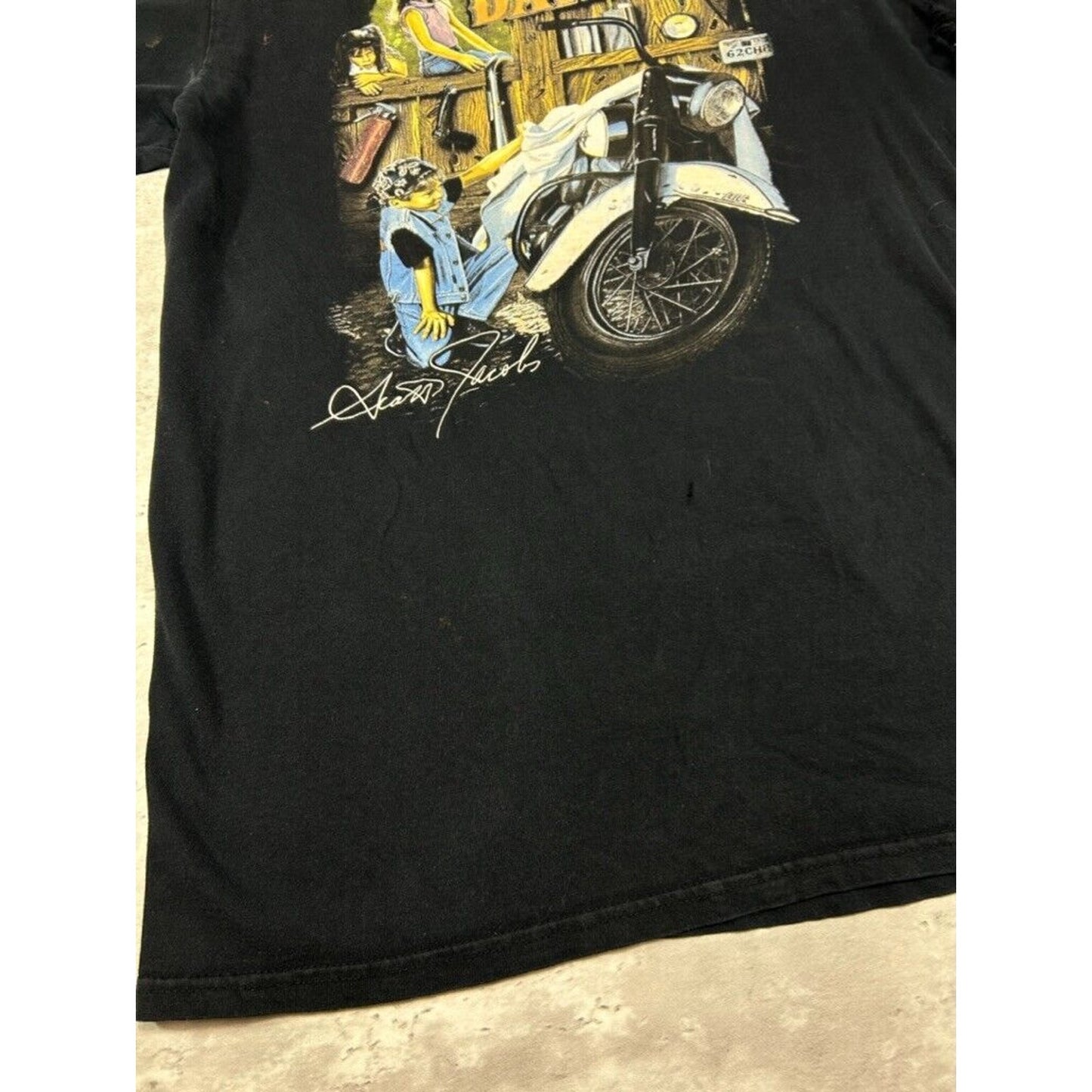 Harley Davidson Motorcycles Scott Jacobs Graphic T-Shirt Size Large Black