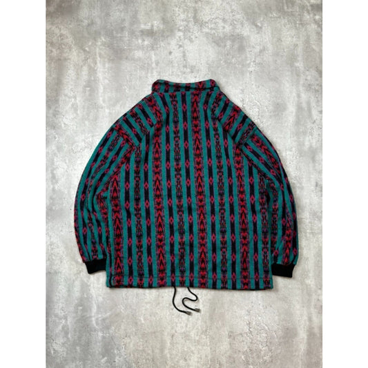 Vintage 90s Denim Express Aztec Striped Print 3/4 Button Sweatshirt Size Large