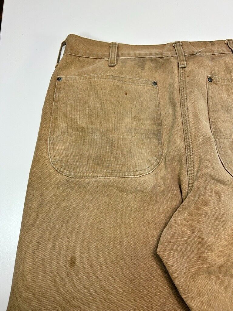 Vintage 90s Carhartt Quilted Lined Canvas Workwear Pants Size 35 Made In USA