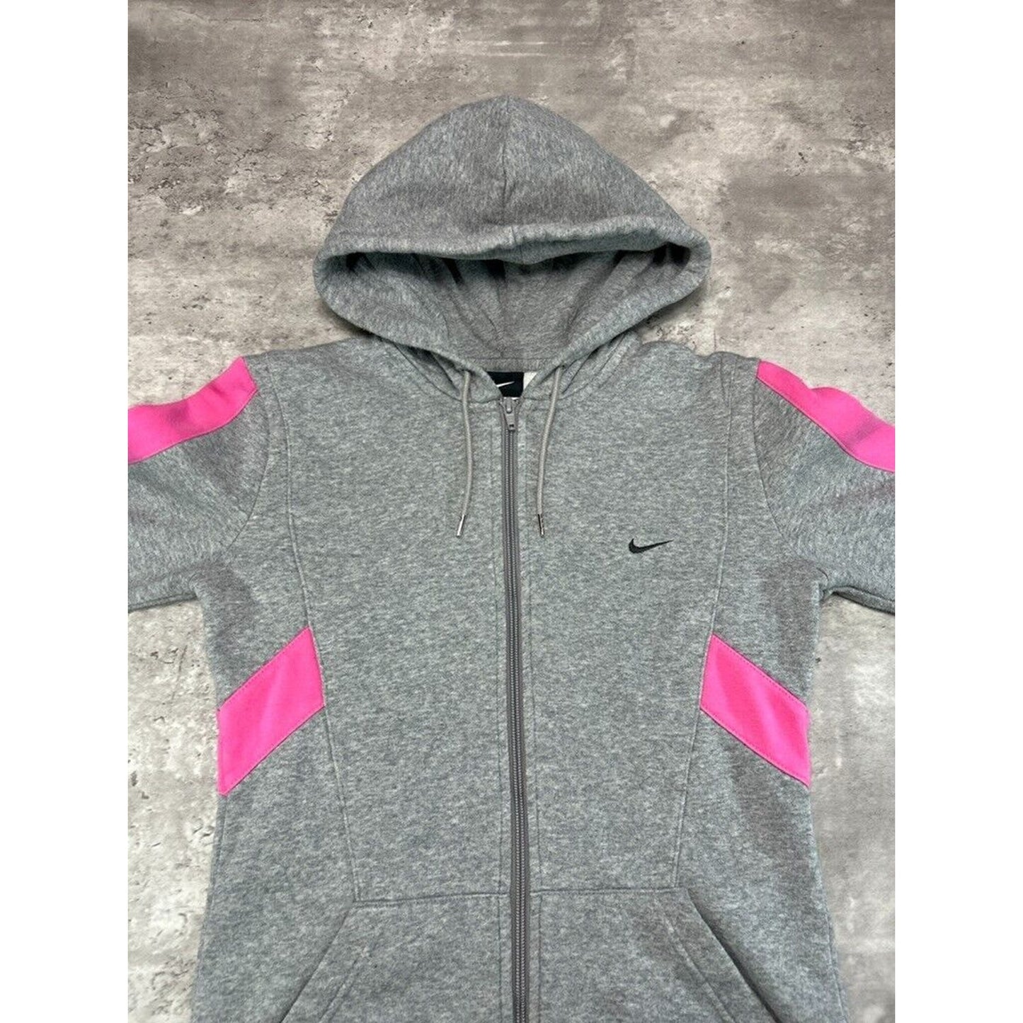 Vintage Womens Nike Embroidered Swoosh Two Tone Full Zip Hooded Sweatshirt Size Small