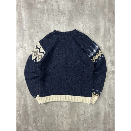 Vintage 90s American Flag Abstract Print Pullover Knit Sweater Size Large