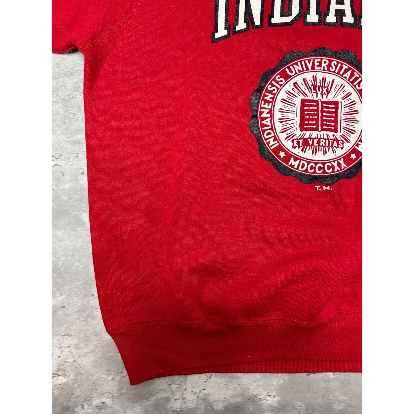 Vintage 90s Indiana Hoosiers NCAA Collegiate Crest Graphic Sweatshirt Sz Medium