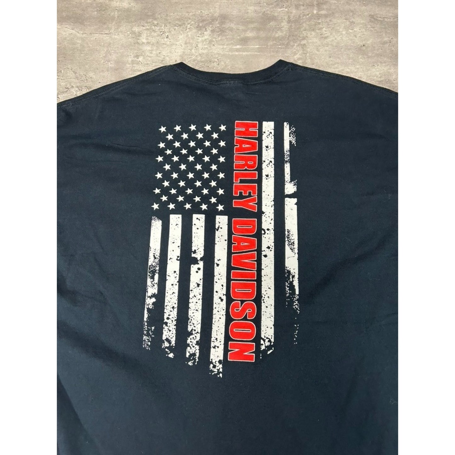 Vintage Harley Davidson American Flag skull Graphic T-Shirt Size 2XL Black