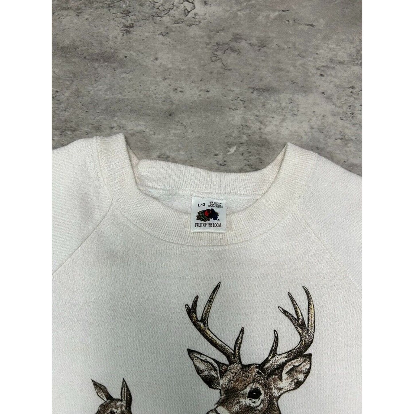 Vintage 80s/90s Finch Ontario Deer Graphic Destination Sweatshirt Size Large
