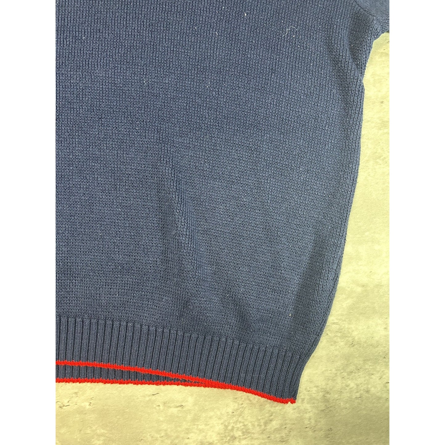 Vintage 90s American Flag Print Pullover Ribbed Knit Sweater Size XL