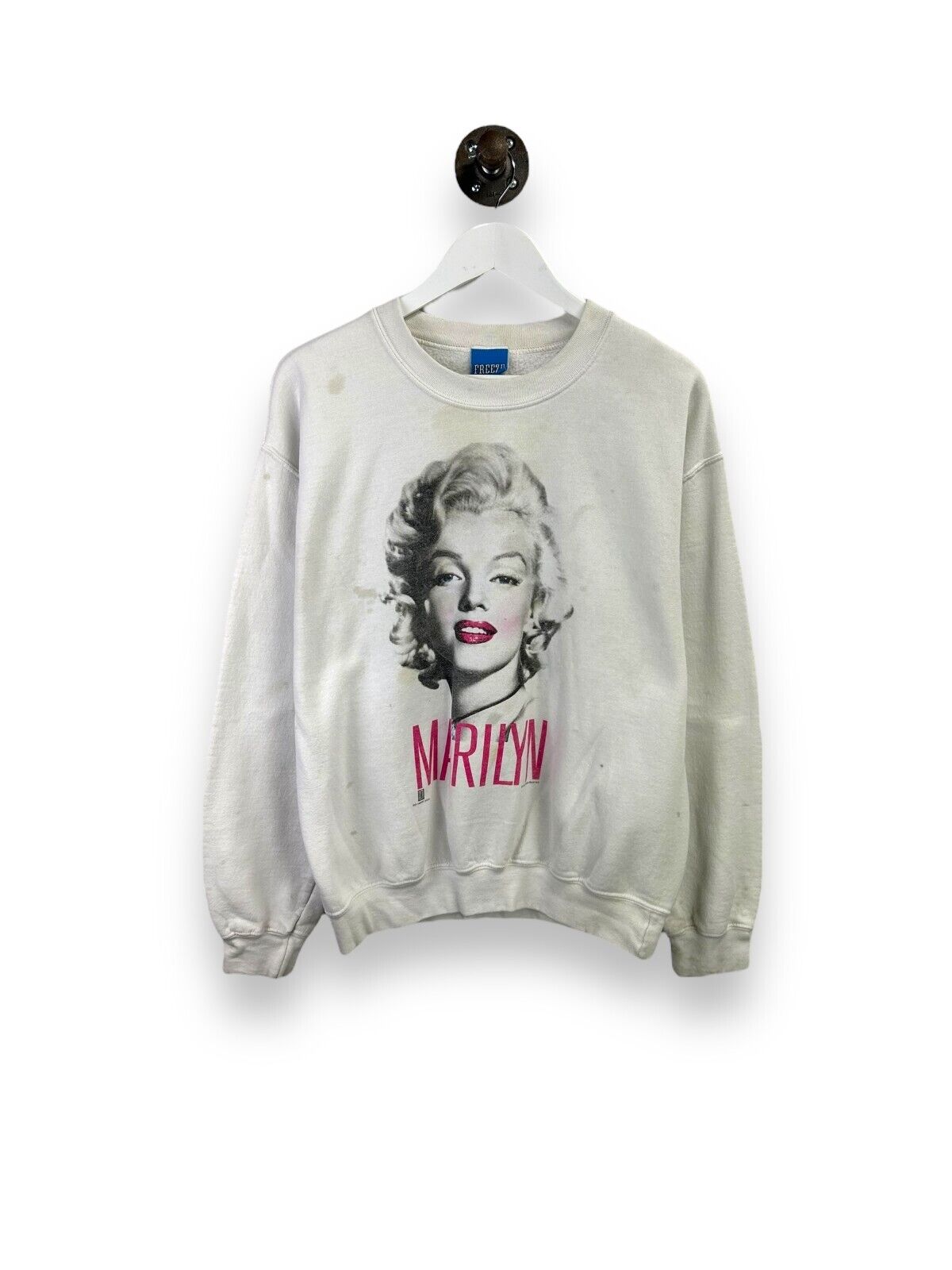 Vintage Marilyn Monroe Big Face Graphic Sweatshirt Size Medium White Drop Spot Vintage Online