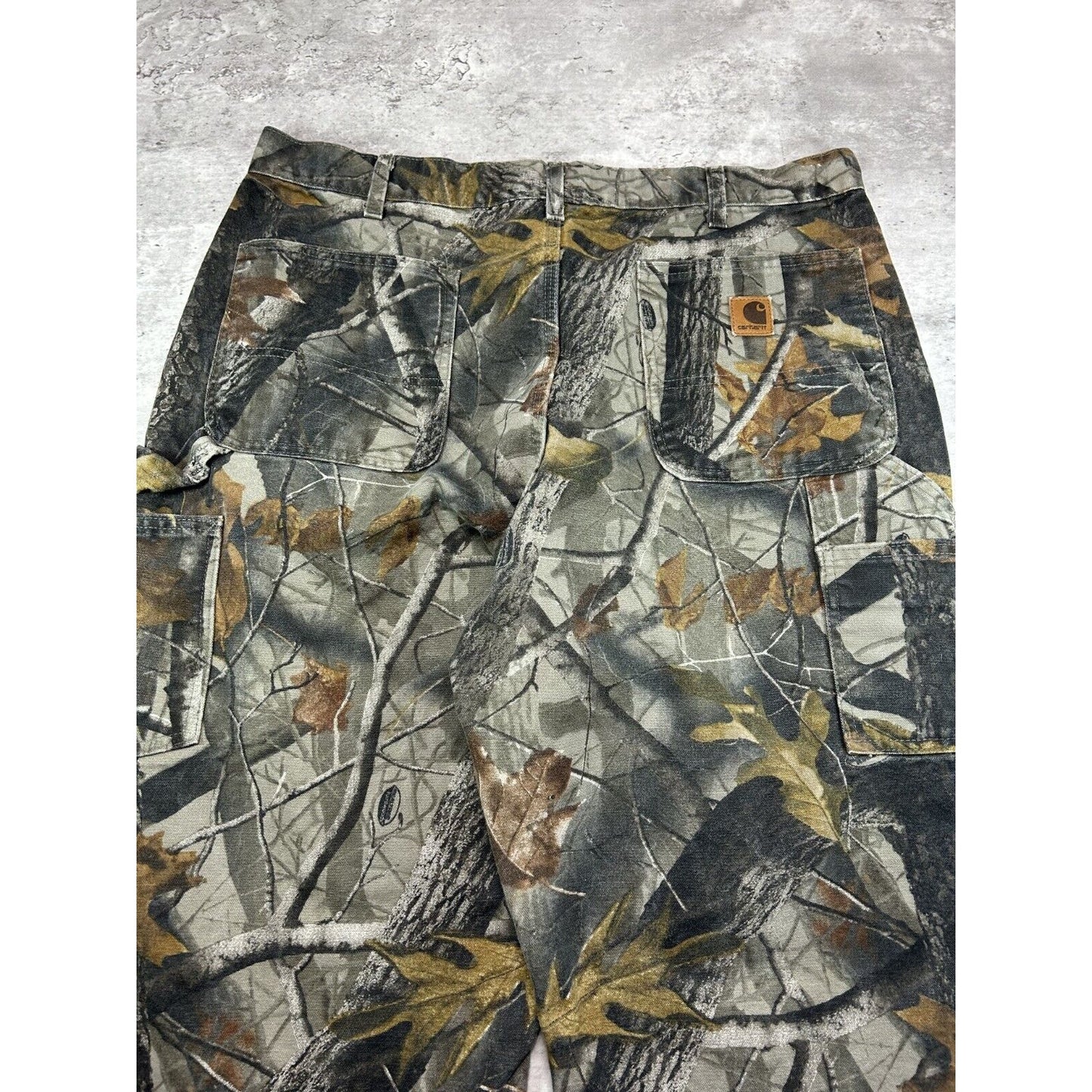 Vintage Carhartt Canvas Work Wear Realtree Hardwoods Camo Hunting Pants Size 37