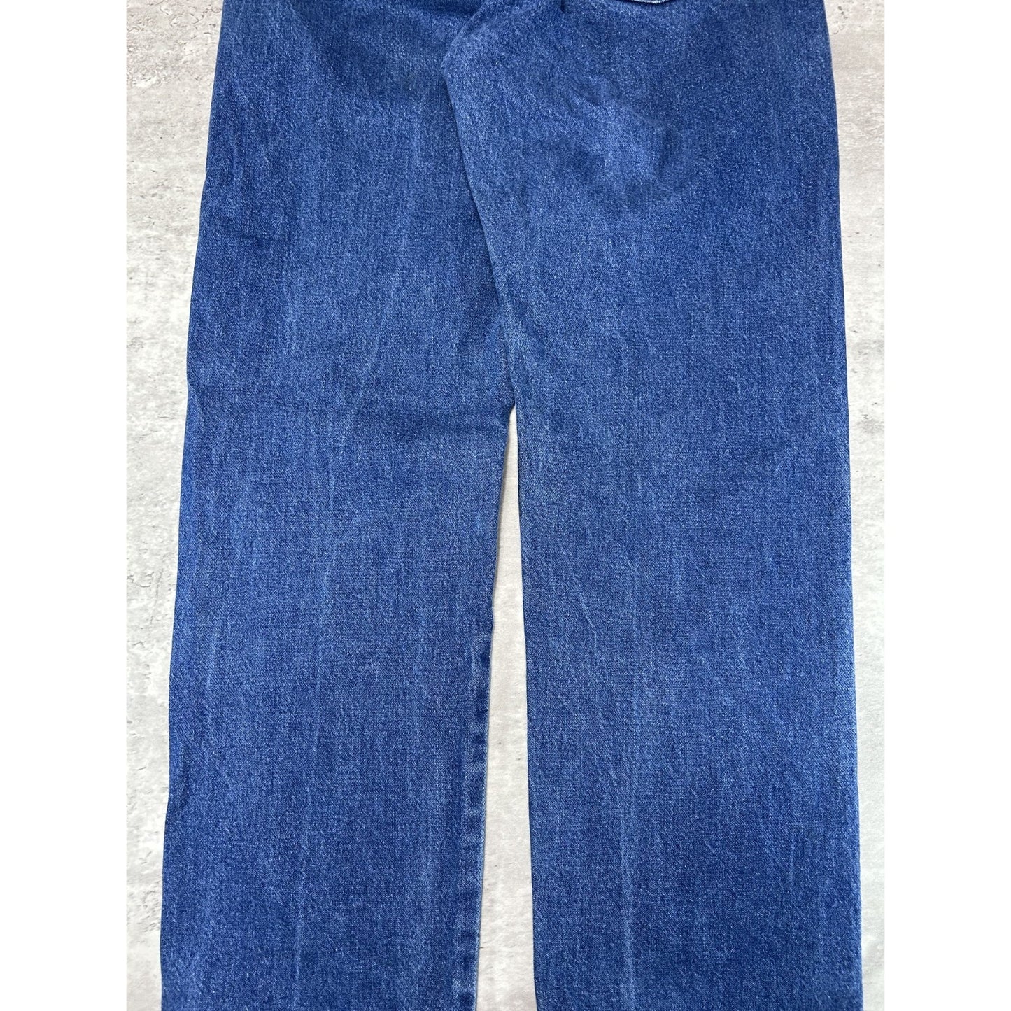 Vintage 90s Wrangler Leather Patch Dark Wash Denim Pants Size 29 Blue
