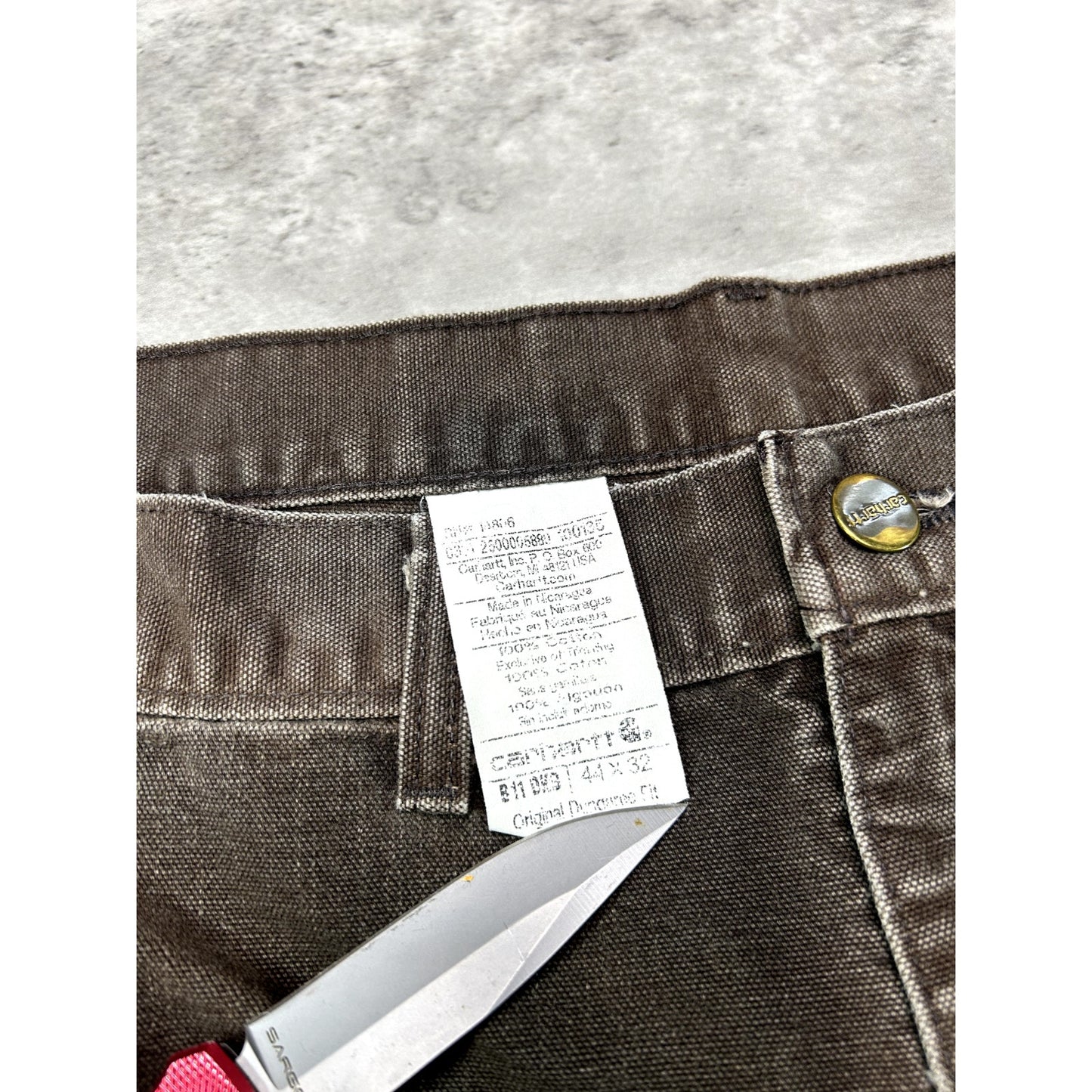 Vintage 90s Carhartt Original Dunagree Fit Canvas Work Wear Carpenter Pants Size 43W