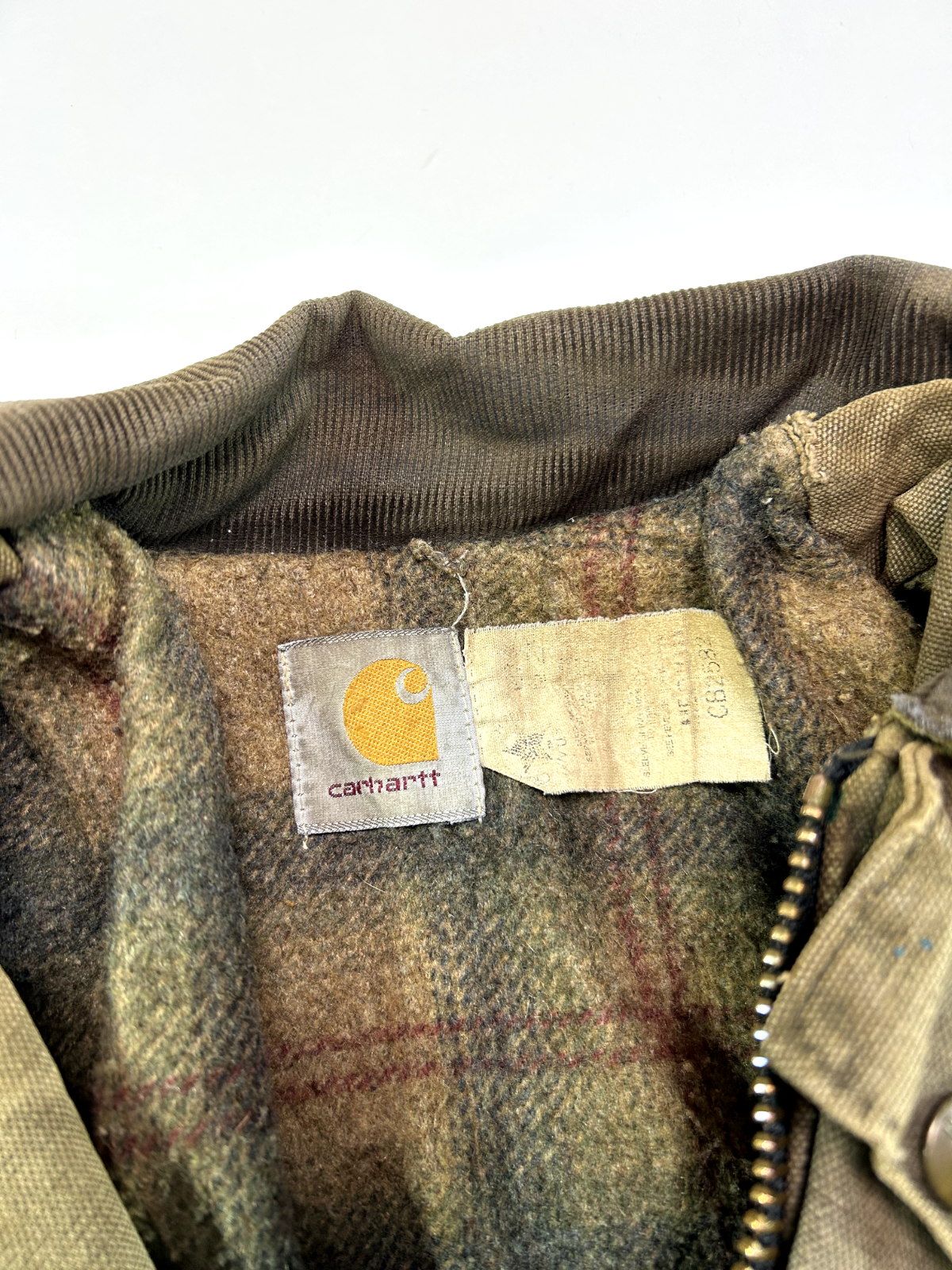 Vintage 90s Carhartt Blanket Lined Canvas Workwear Farm Jacket Size Medium Brown