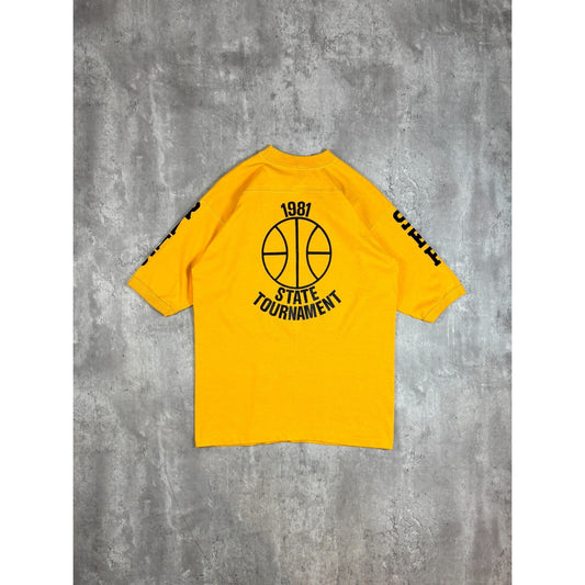 Vintage 1981 Think Big Basketball Tournament 3/4 Sleeve Graphic T-Shirt Size Large