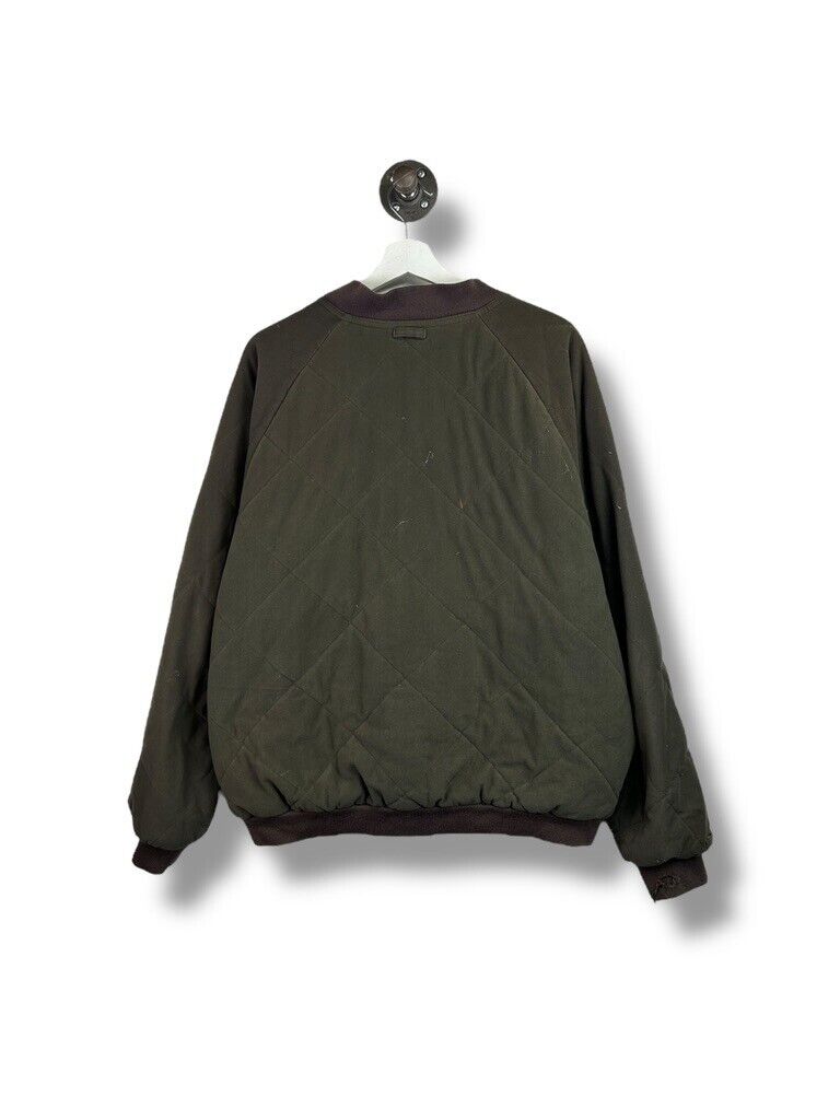 Vintage Cabelas Reversible Quilted Nylon Bomber Hunting Jacket Size XL Brown