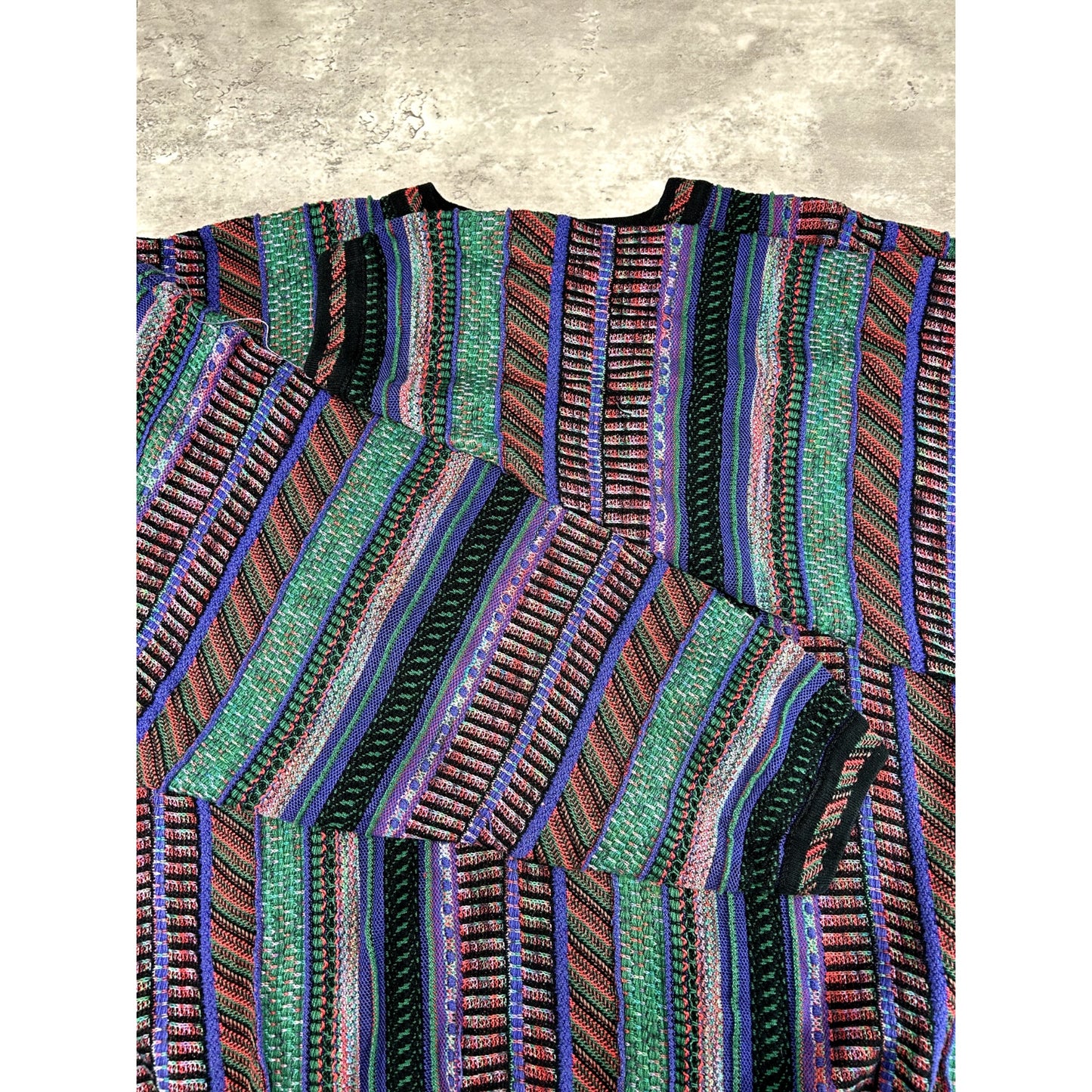 Vintage 90s Tundra Abstract 3D Print Pullover Ribbed Knit Sweater Size 4XL