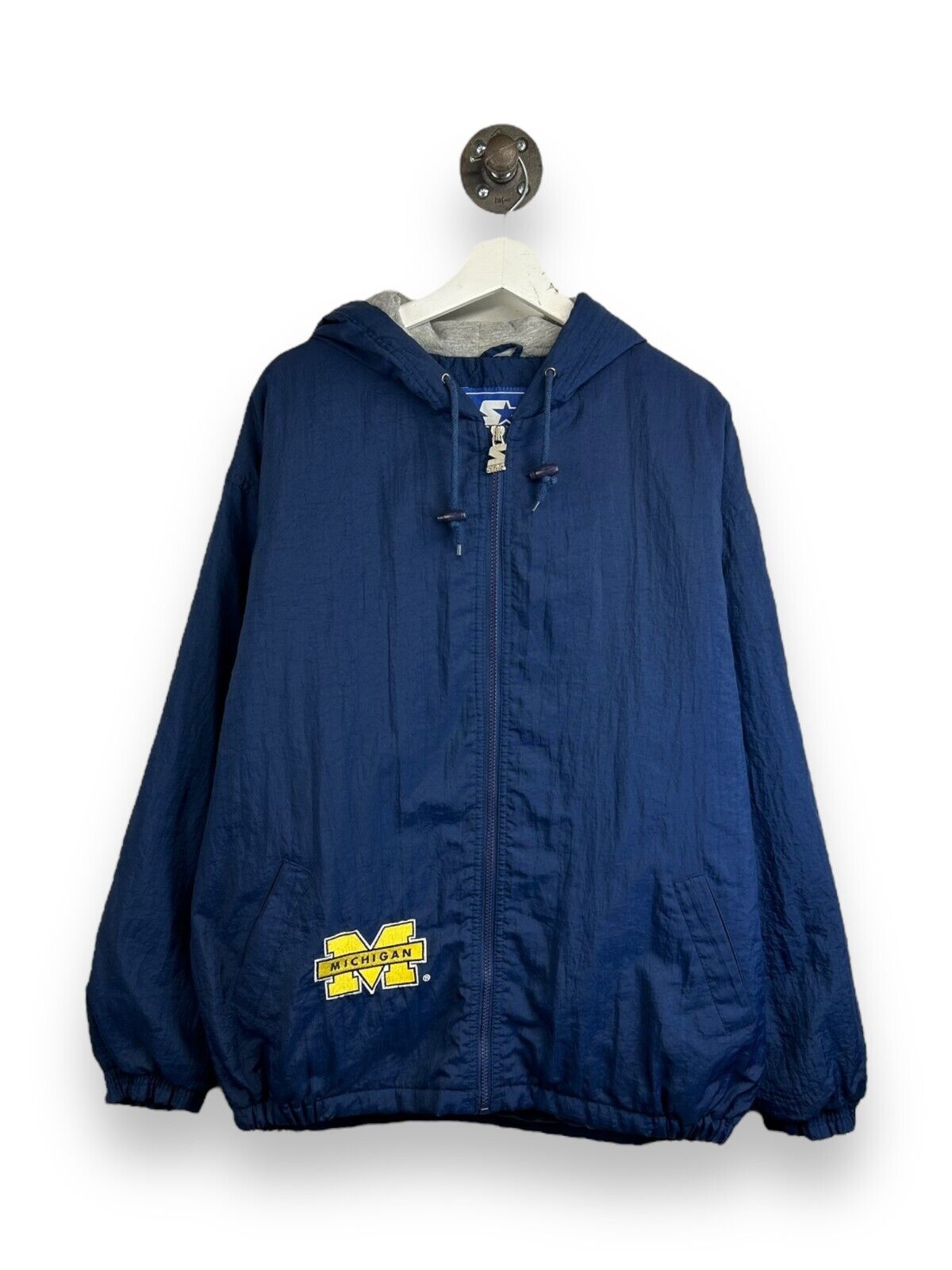 Vintage 90s Michigan Wolverines NCAA Insulated Pullover Starter Jacket Size Medium