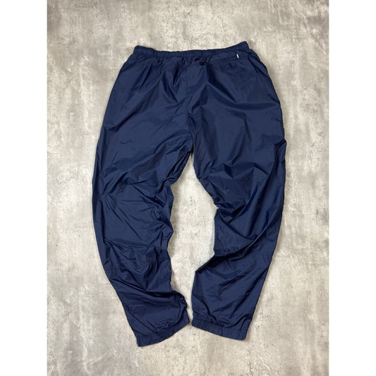 Vintage 90s Nike Embroidered Swoosh Nylon Track Pants Size XL Navy Blue