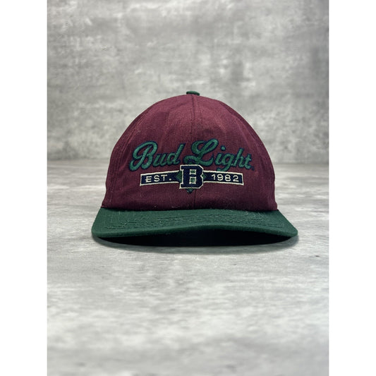 Vintage 90s Bud Light Embroidered Spellout Beer Promo Snapback Hat OSFA