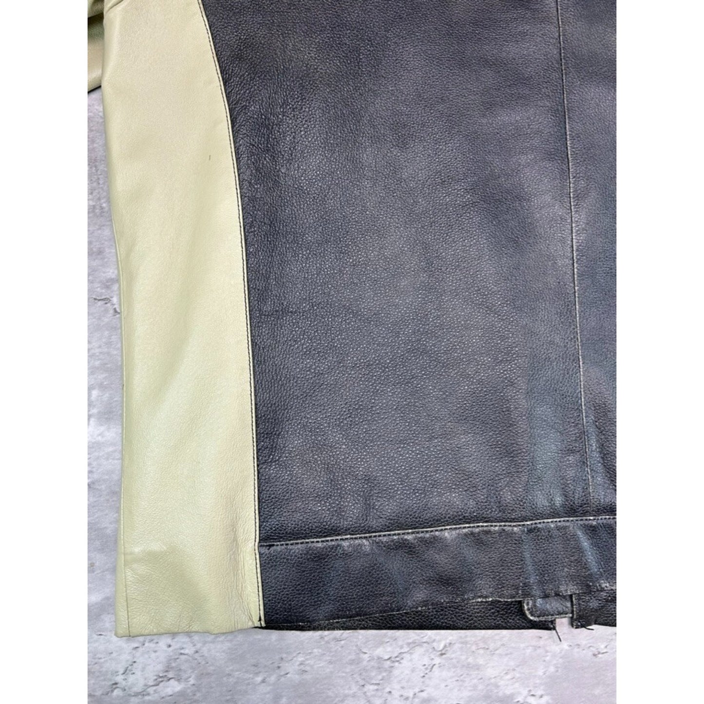 Vintage Danier Two Tone Full Zip Leather Cafe Racer Jacket Size XL