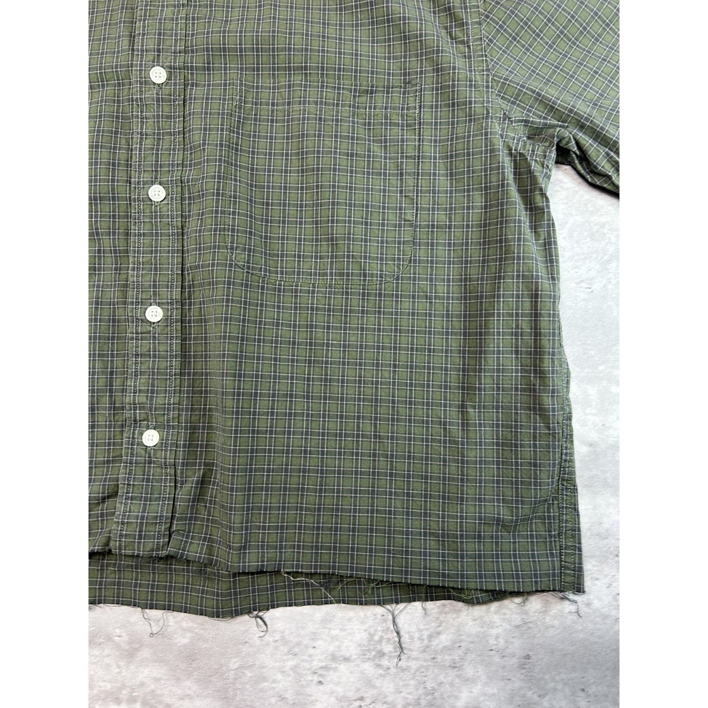 Vintage Eddie Bauer Plaid Print Short Sleeve Reworked Cropped Button Up Medium