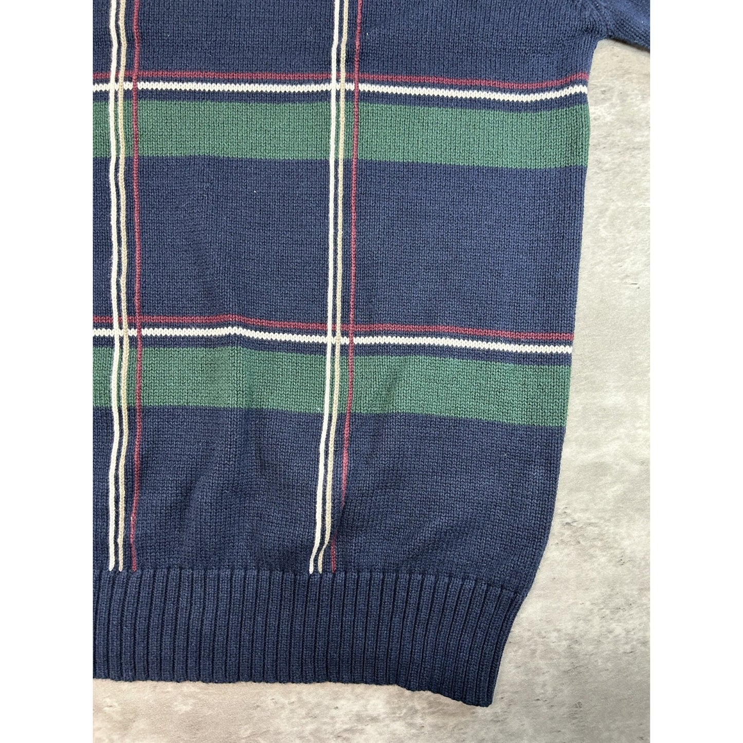 Vintage 90s Dockers Plaid Print Pullover Ribbed Knit Sweater Size XL
