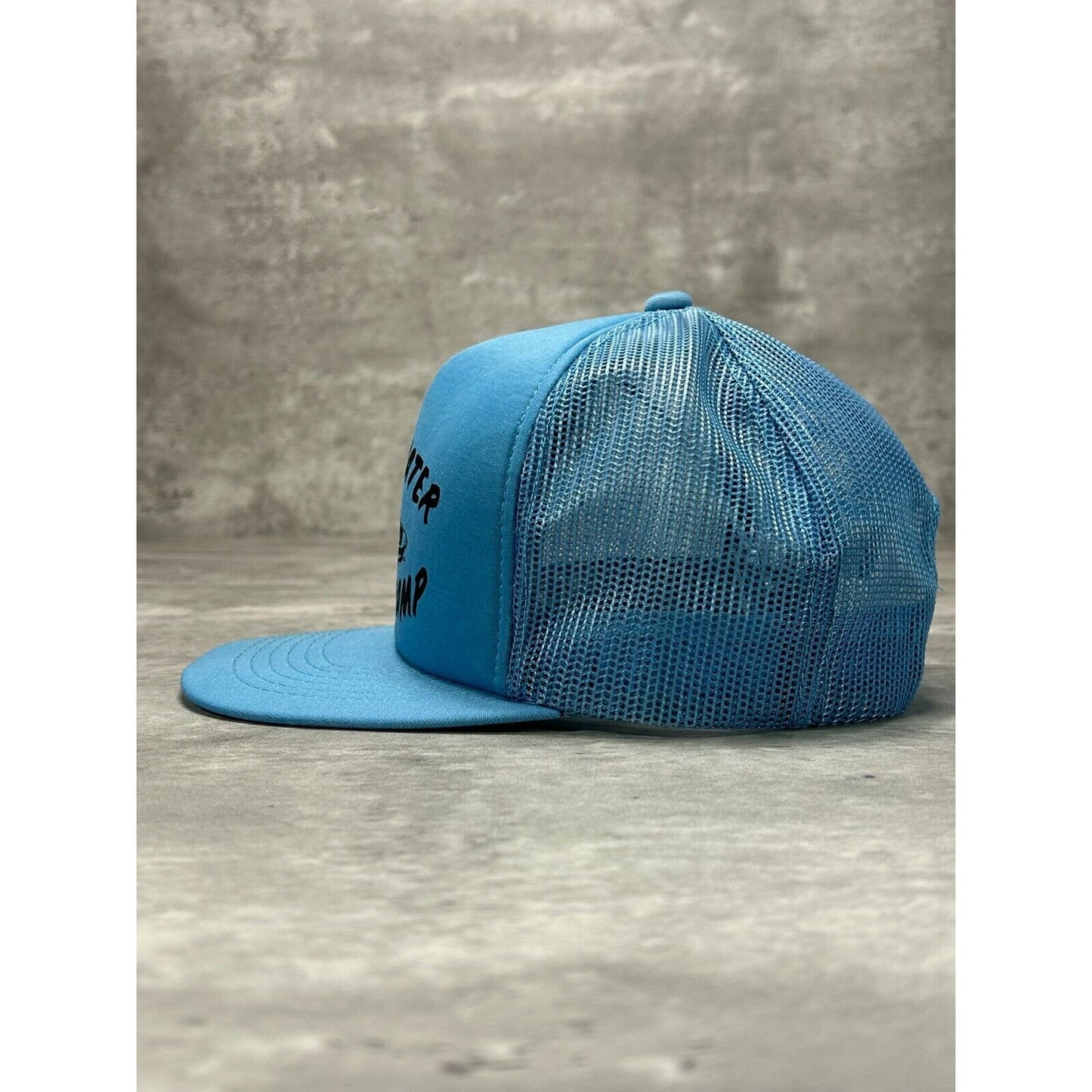 Vintage Deepwater Boat Ramp Boating Graphic Trucker Snapback Hat OSFA Blue