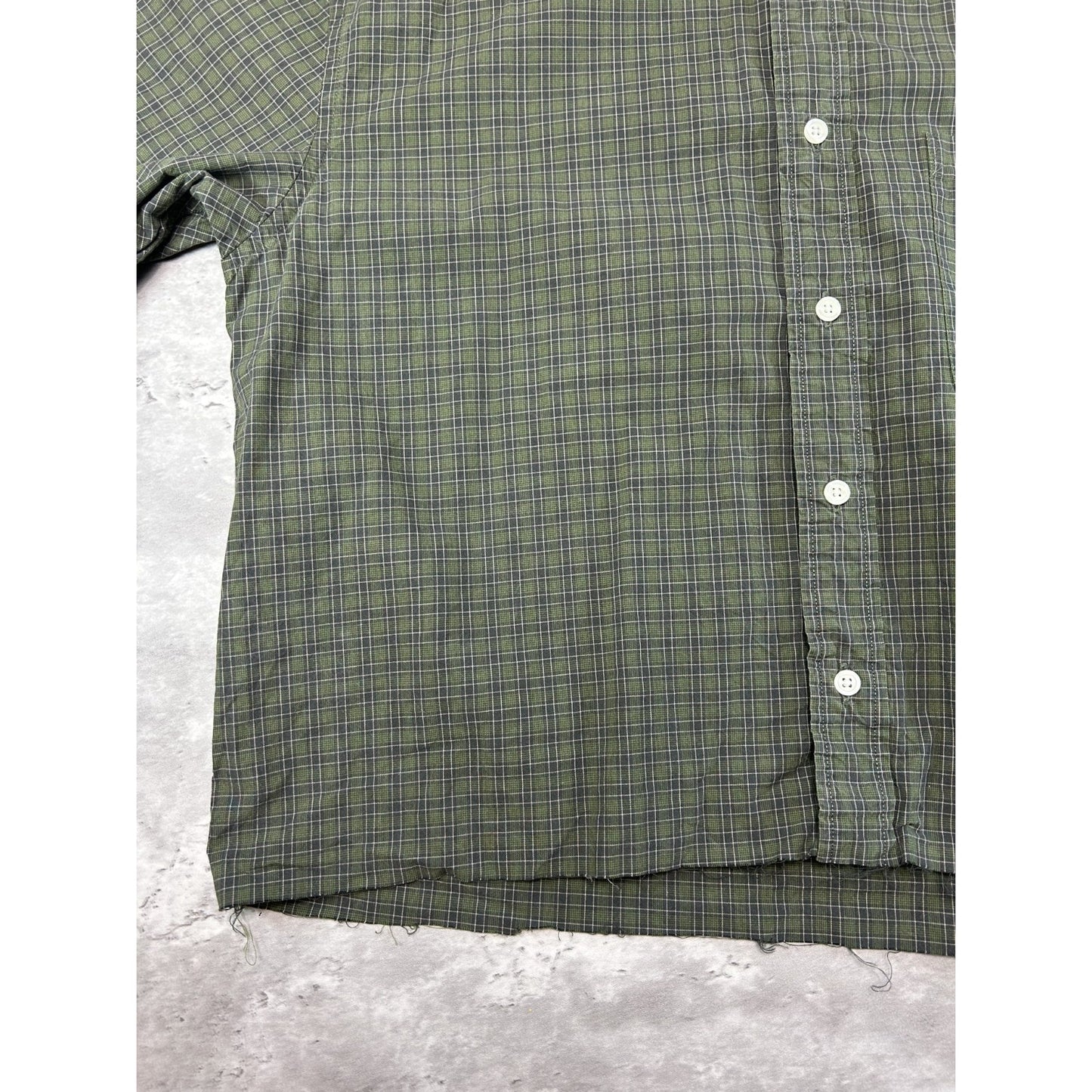 Vintage Eddie Bauer Plaid Print Short Sleeve Reworked Cropped Button Up Medium