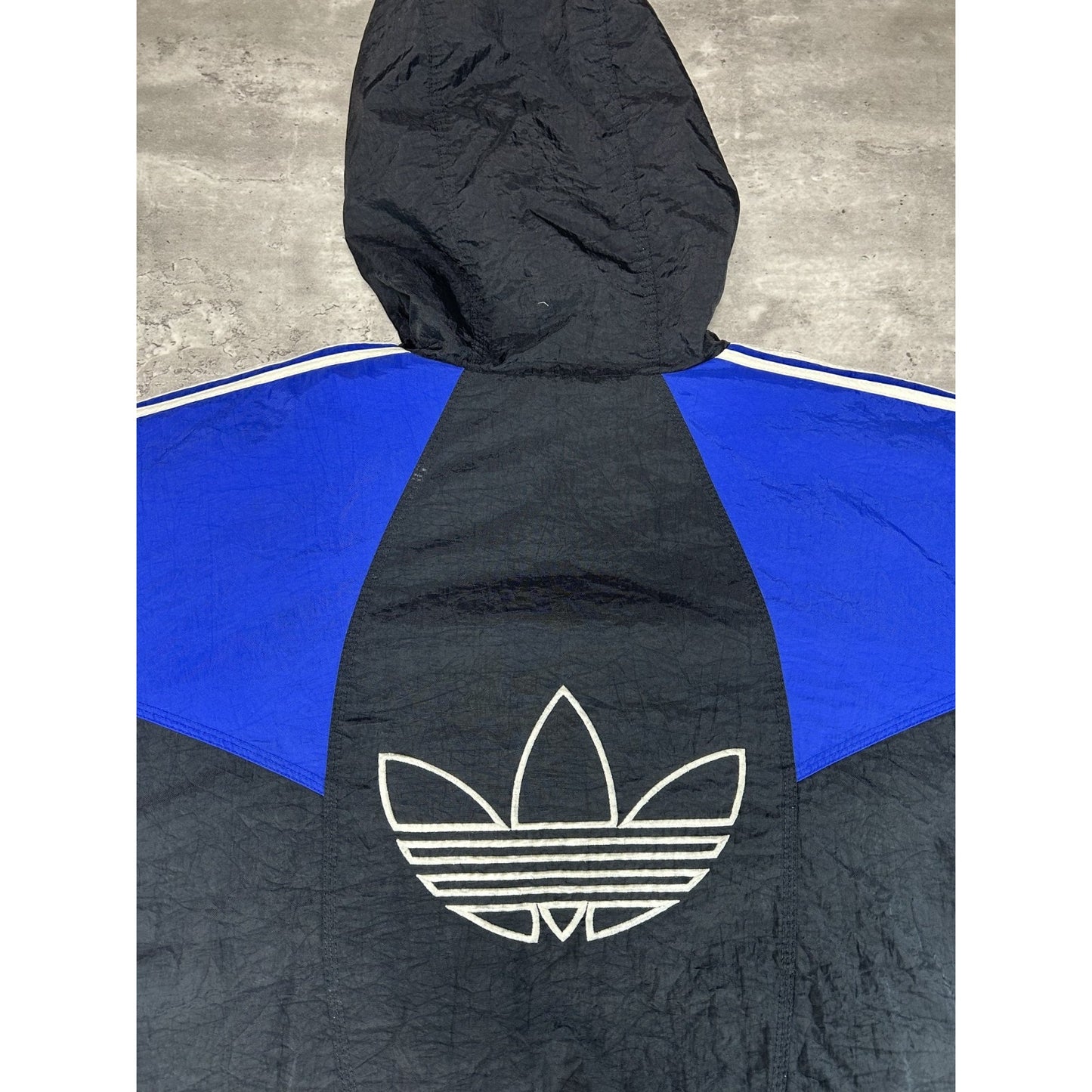 Vintage 90s Adidas Embroidered Spellout Insulated Nylon Hooded Jacket Size Large