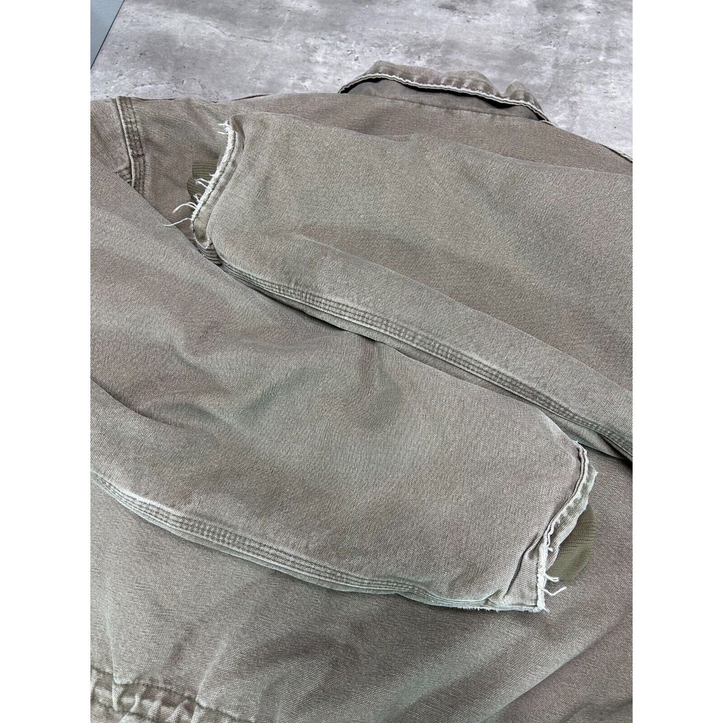 Vintage 90s Carhartt Quilted Lined Canvas Work Wear Farm Jacket Size XL Beige