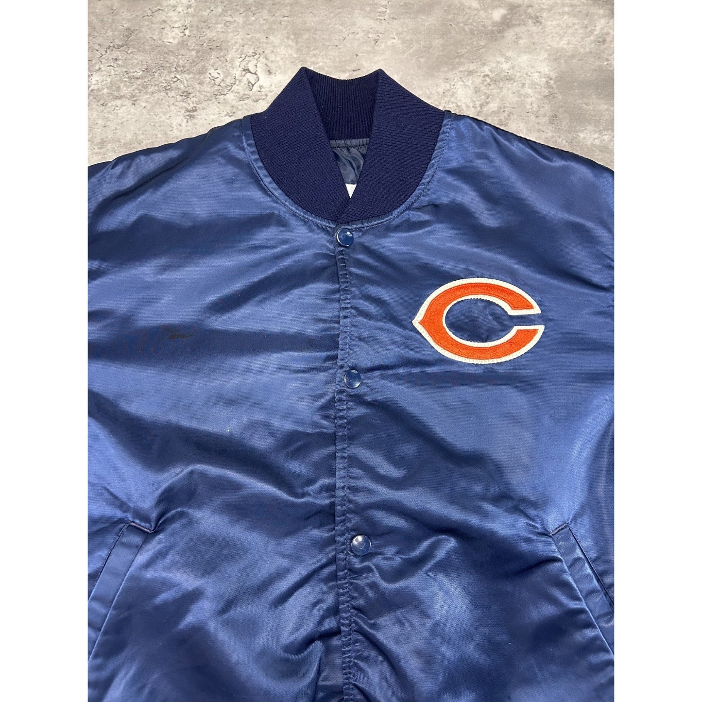 Vintage 80s Chicago Bears NFL Starter Satin Bomber Jacket Size Medium