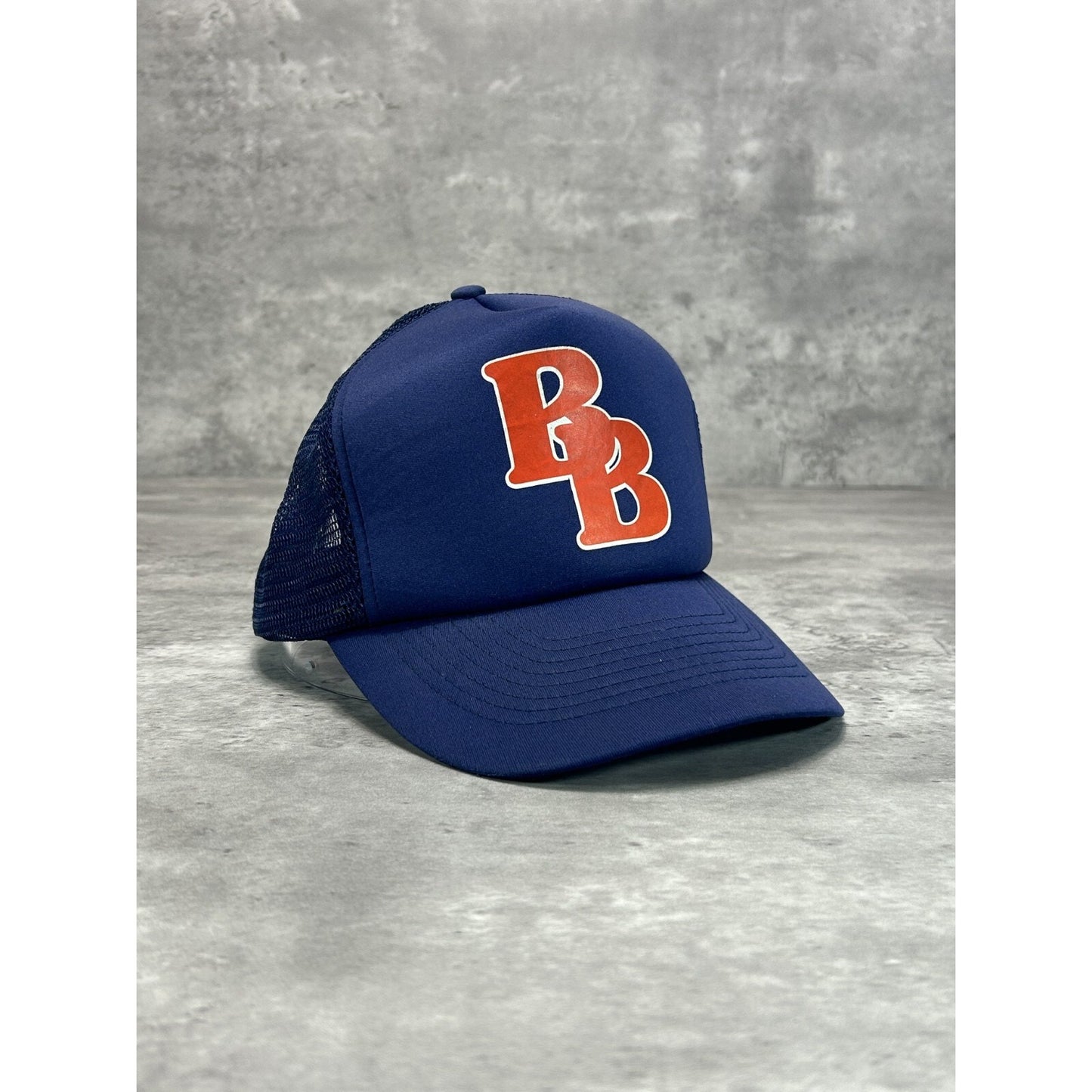 Vintage 80s/90s BB Graphic Trucker Snapback Hat OSFA Blue
