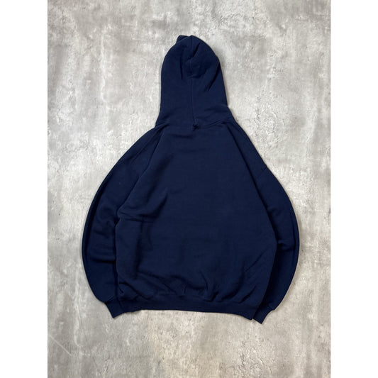 Vintage 90s Blank Pullover Hooded Sweatshirt Size XL Navy Blue