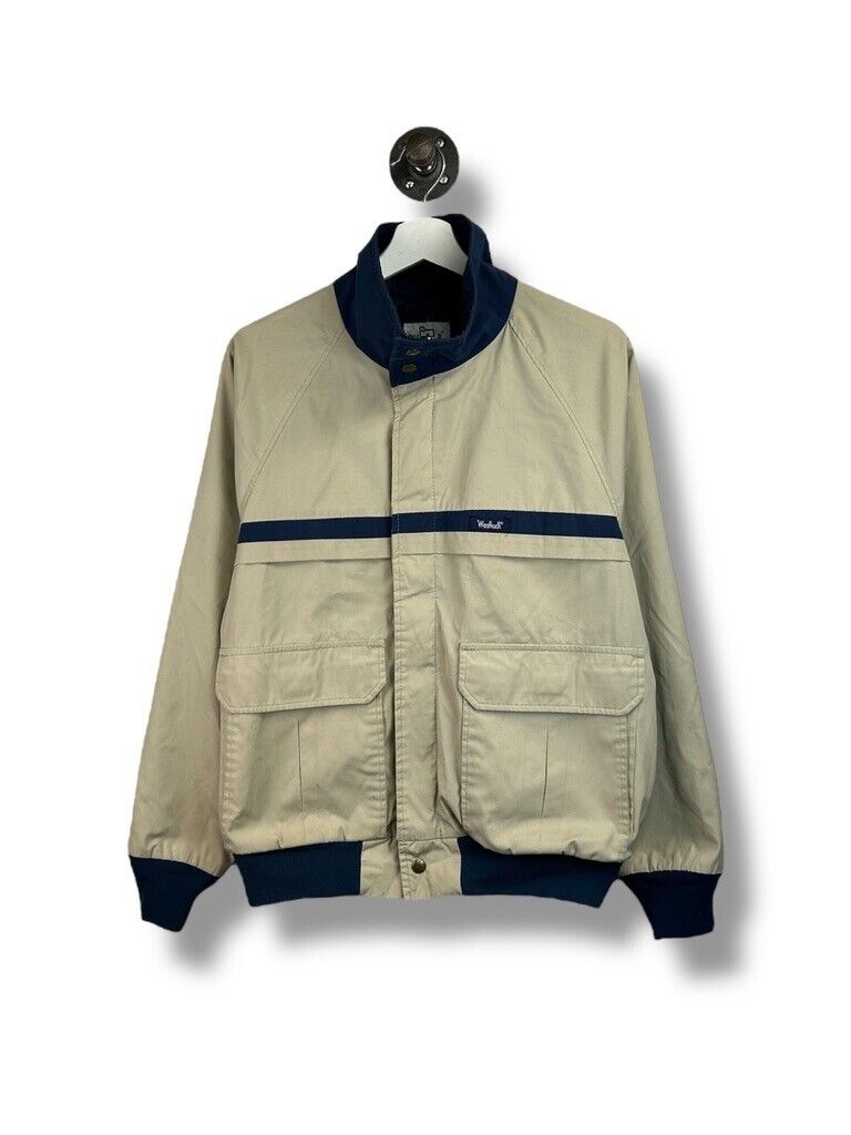 Vintage 80s Woolrich Full Zip Multi Pocket Two Tone Windbreaker Jacket Medium