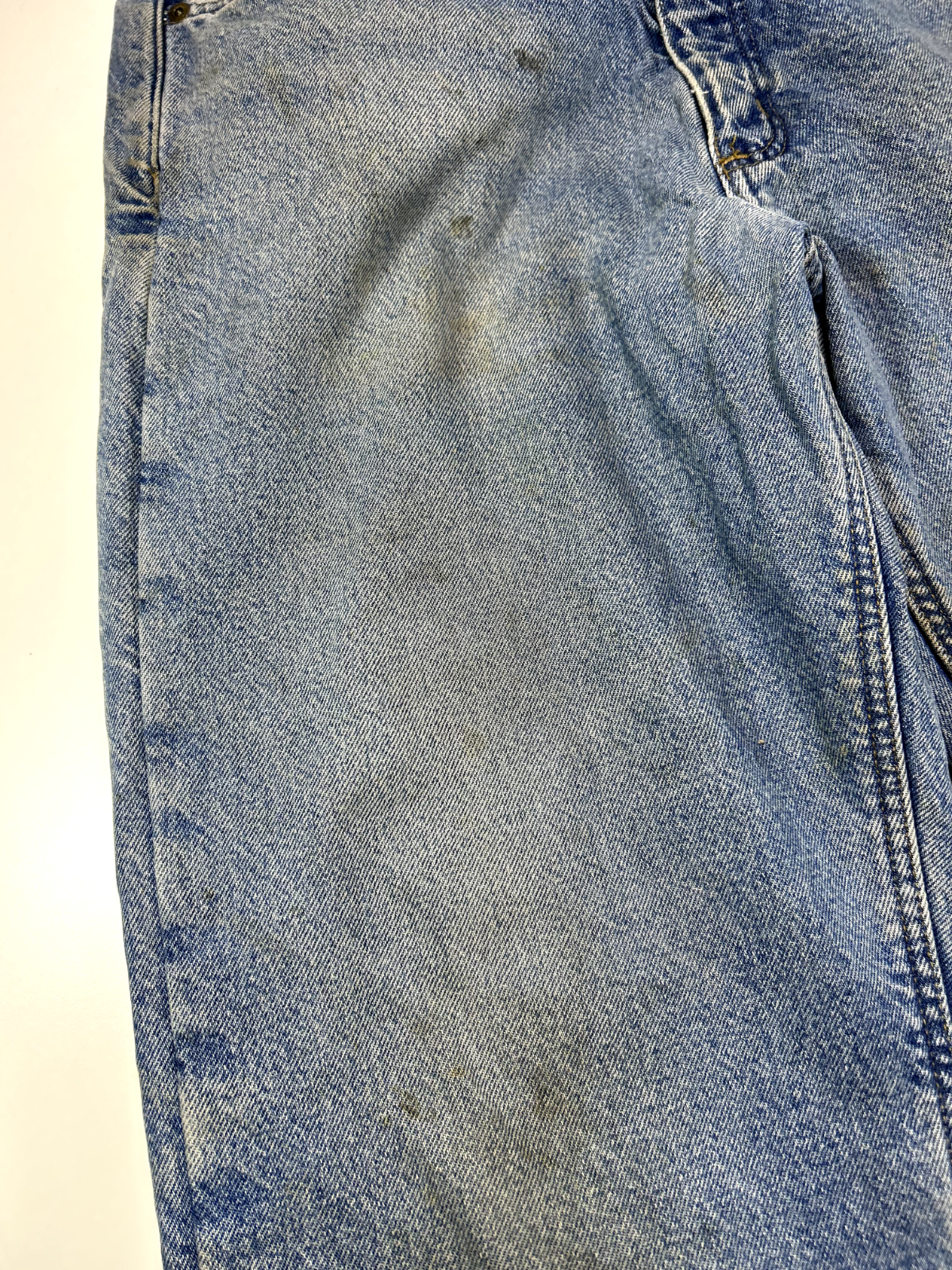 Vintage Carhartt Fleece Lined Medium Wash Denim Workwear Pants Size 34W Blue