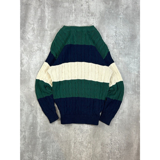 Vintage 90s Susquehanna Trail Outfitters Striped Ribbed Knit Sweater Size Medium
