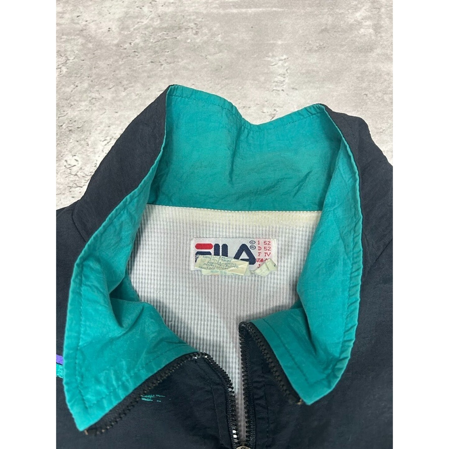 Vintage 80s/90s Fila Full Zip Nylon Windbreaker Jacket Size XL Black