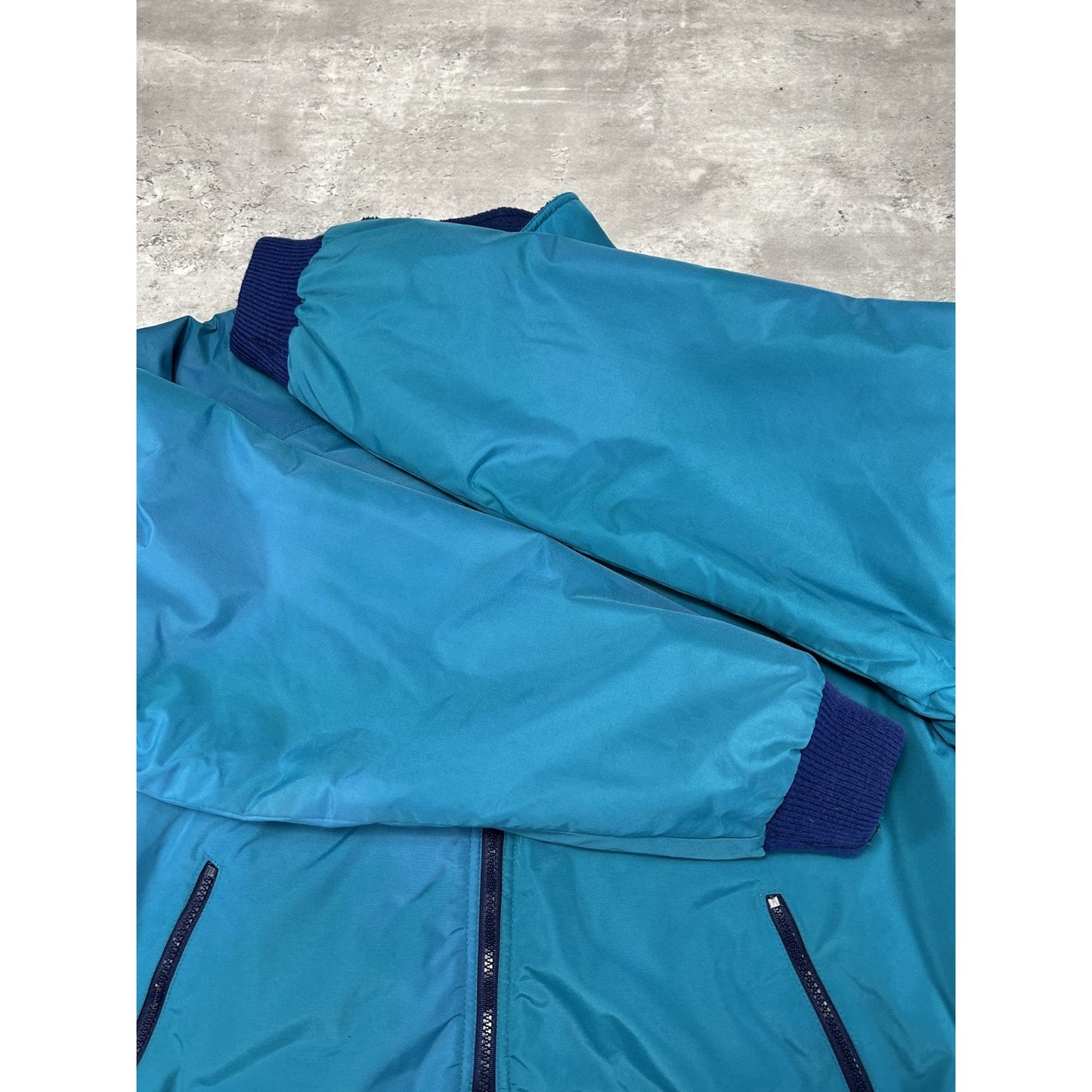 Vintage 90s Osh Kosh Fleece Lined Full Zip Nylon Bomber Jacket Size XL Blue