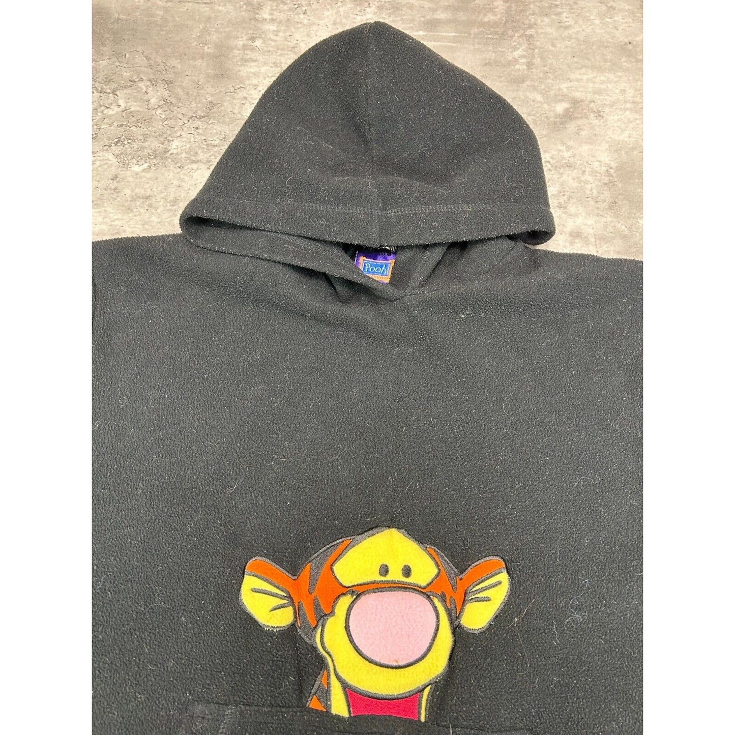 Vintage Disney Winnie The Pooh Tigger Fleece Hooded Sweatshirt Size Large Black