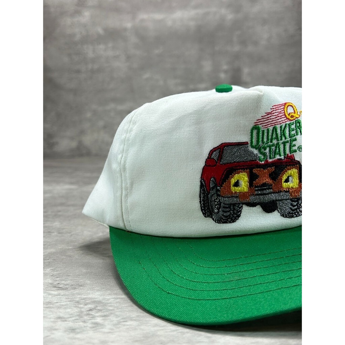 Vintage 90s Quaker State Embroidered Truck Graphic Snapback Hat OSFA