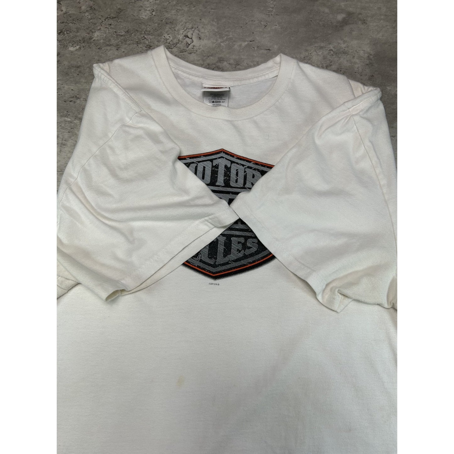 Harley Davidson Motorcycles Graphic Spellout Logo T-Shirt Size 2XL White