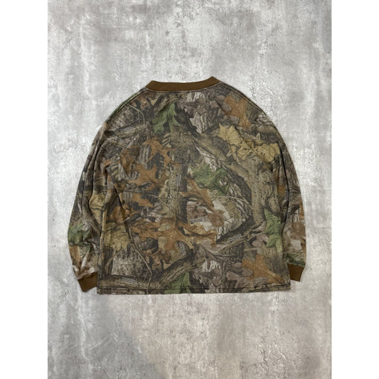 Vintage 90s Advantage Timber Tree Camo Hunting Long Sleeve T-Shirt Size Large