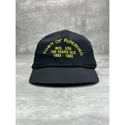 Vintage 80s Town Of Reseburg Graphic Spellout Destination Snapback Hat OSFA