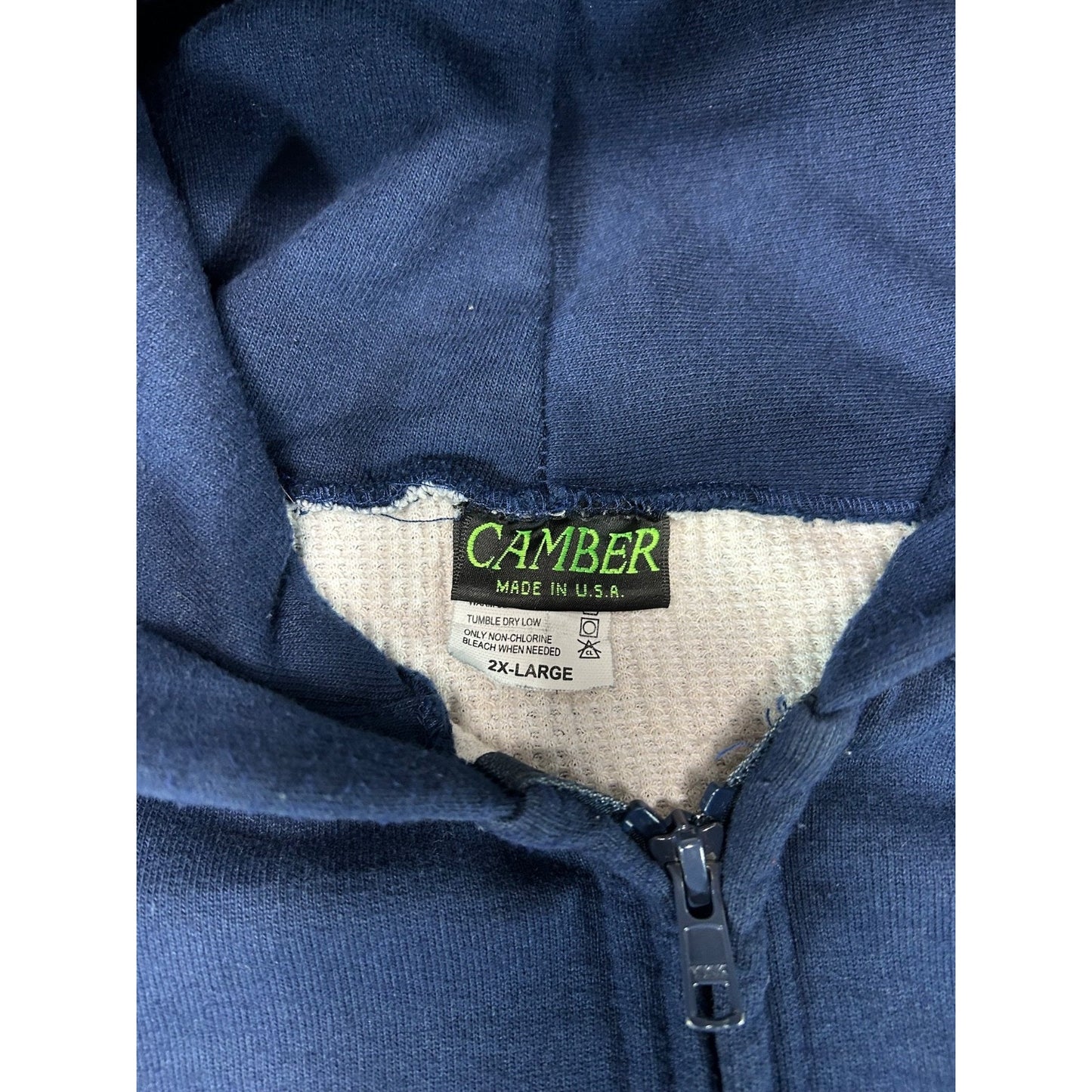 Vintage 80s/90s Camber Thermal Lined Full Zip Hooded Sweatshirt Size 2XL