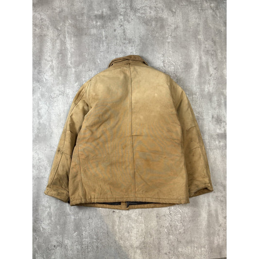 Vintage Carhartt Insulated Canvas Workwear Arctic Jacket Size XL Beige