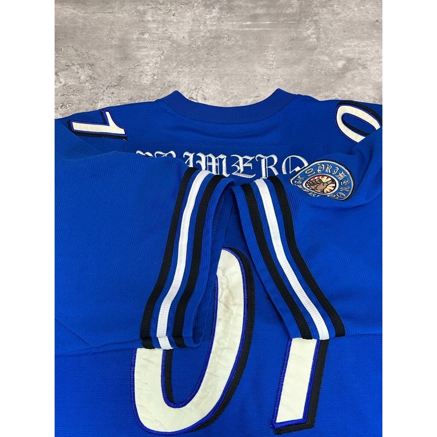 Vintage Y2K Primero #01 Tailsweep Spellout Nylon Football Jersey Size XXL