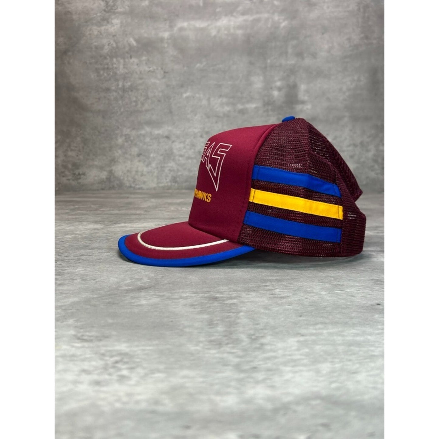 Vintage 80s Kansas Jayhawks NCAA Three Stripe Trucker Snapback Hat OSFA
