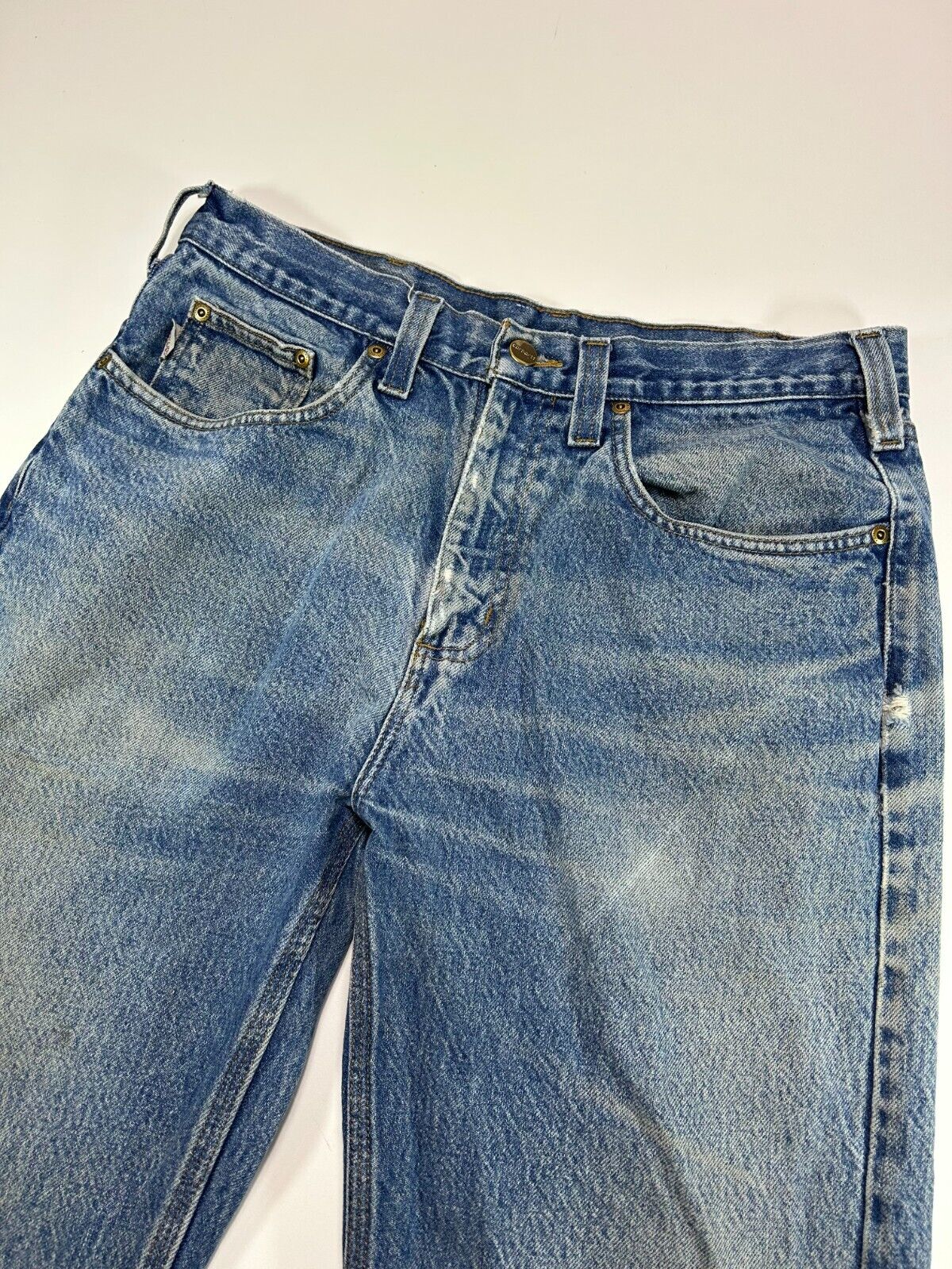Vintage Carhartt Relaxed Fit Medium Wash Denim Workwear Pants Size 32W