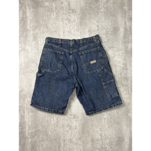 Vintage Wrangler Authentic Jeans Dark Wash Denim Carpenter Shorts Size 34