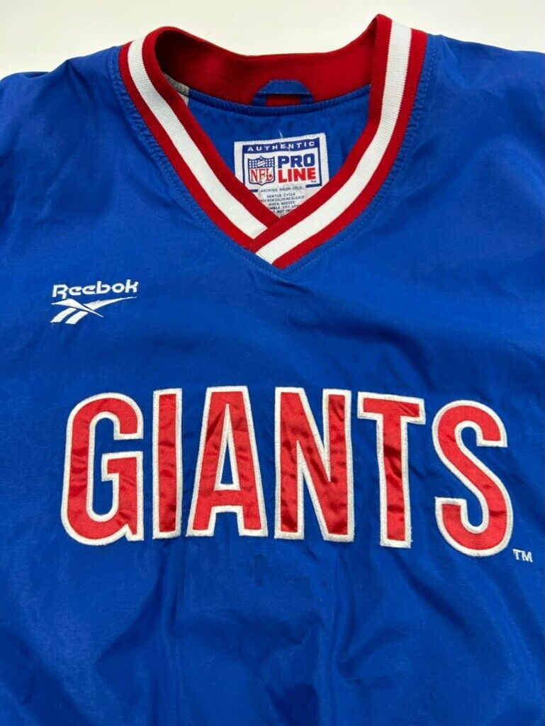 Vintage 90s New York Giants NFL Nylon Pullover Reebok Football Jacket Size Large