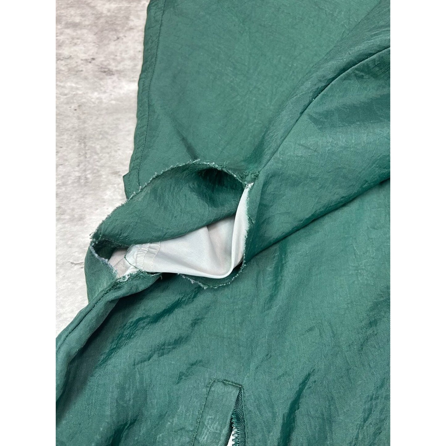 Vintage 90s Champion Embroidered Spellout Nylon Pullover Jacket Size XL Green