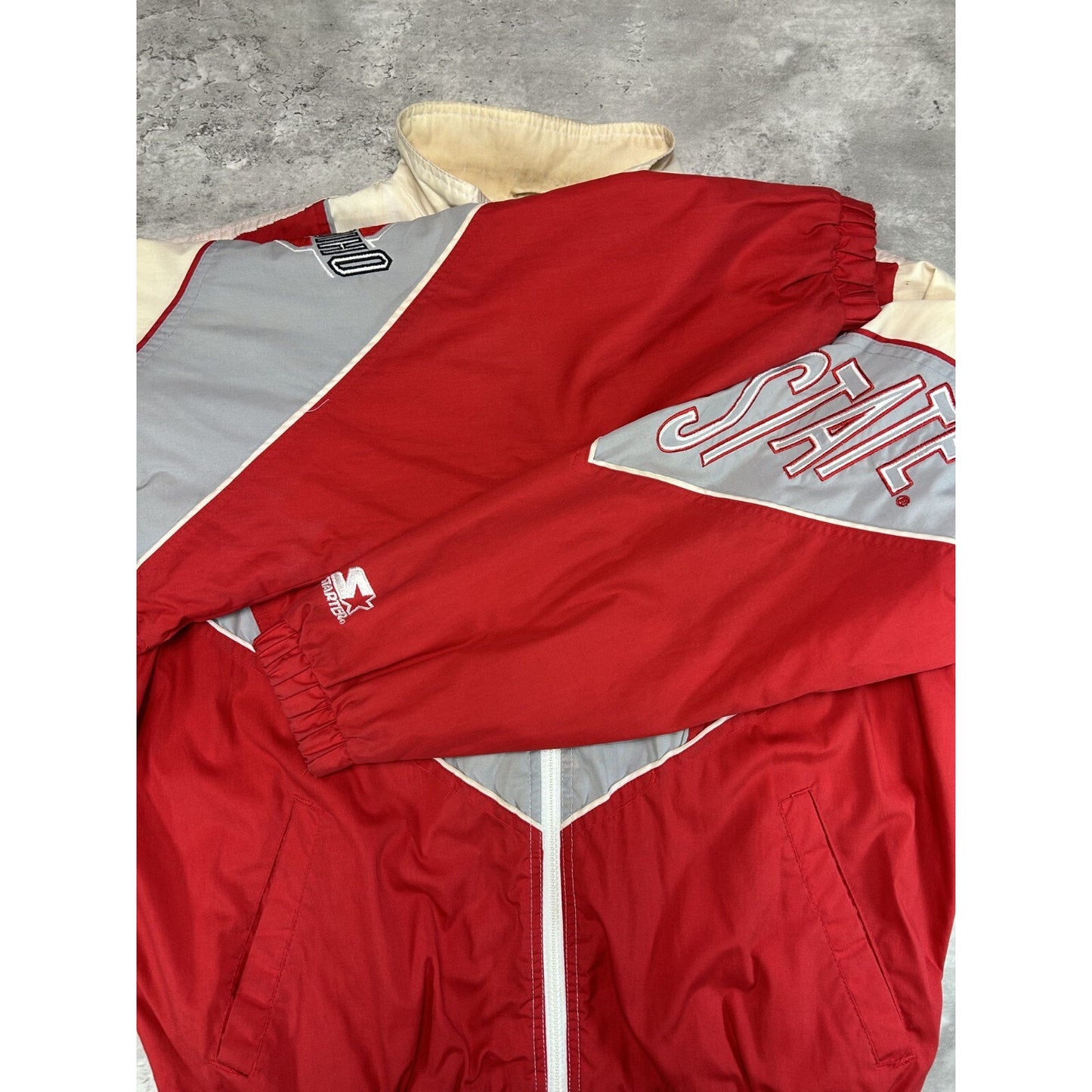 Vintage 90s Ohio State Buckeyes NCAA Starter Arm Spellout Jacket Size Medium