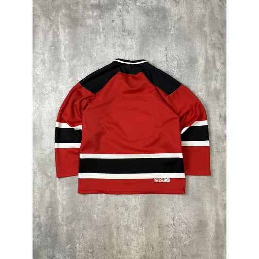 Vintage 90s New Jersey Devils NHL CCM Maska Hockey Jersey Size Small Red